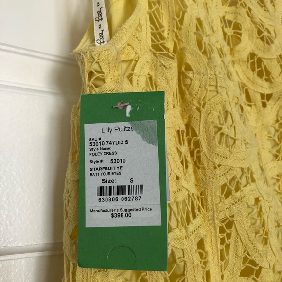 NWT LILLY PULITZER FOLEY LACE SMALL STARFRUIT YELLOW GORGEOUS!! MSRP $398 - Picture 11 of 15